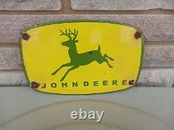 Vintage John Deere Porcelain Sign Tractor Dealer Advertising Farming Equipment