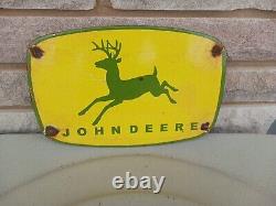 Vintage John Deere Porcelain Sign Tractor Dealer Advertising Farming Equipment