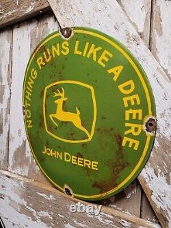 Vintage John Deere Porcelain Sign Tractor Dealer Midwest Farming Equipment 16