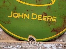 Vintage John Deere Porcelain Sign Tractor Dealer Midwest Farming Equipment 16