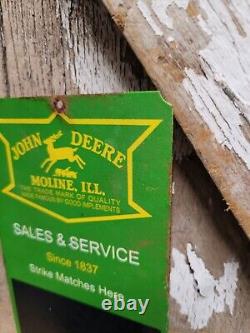 Vintage John Deere Sign Tin Metal Farming Tractor Dealer Sales Oil Gas Service