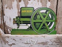 Vintage John Deere Sign Tin Metal Plaque Farming Tractor Dealer Oil Gas Service
