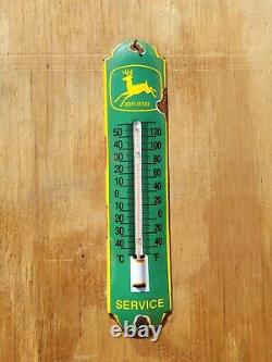 Vintage John Deere Thermometer Porcelain Sign Farm Equipment Tractor Barn Gas