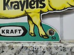 Vintage Kraft Porcelain Sign Dairy Farm Milk Bank Cheese Midwest Tractor Oil Gas