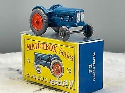Vintage Matchbox Lesney #72A Fordson Tractor 1959, Mint in D2 box all orig, N. O. S