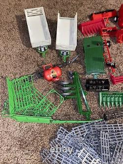 Vintage New Ray Farm Toy Lot Equipment Tractor Horse Trailer Truck Fence Barn ++