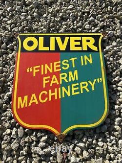 Vintage OLIVER Porcelain Sign RARE Farm Equipment Tractor Ranch Dairy Gas Oil