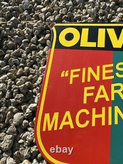 Vintage OLIVER Porcelain Sign RARE Farm Equipment Tractor Ranch Dairy Gas Oil