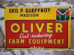 Vintage Oliver Porcelain Sign Farm Equipment Tractor Dealer 25 Farming Machine