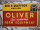 Vintage Oliver Porcelain Sign Farm Equipment Tractor Dealer 25 Farming Machine