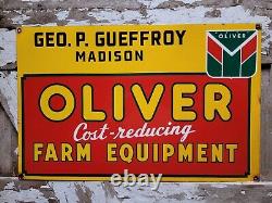 Vintage Oliver Porcelain Sign Farm Equipment Tractor Dealer 25 Farming Machine