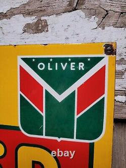 Vintage Oliver Porcelain Sign Farm Equipment Tractor Dealer 25 Farming Machine