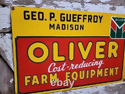 Vintage Oliver Porcelain Sign Farm Equipment Tractor Dealer 25 Farming Machine