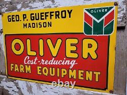 Vintage Oliver Porcelain Sign Farm Equipment Tractor Dealer 25 Farming Machine