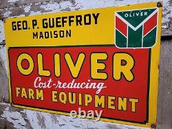 Vintage Oliver Porcelain Sign Farm Equipment Tractor Dealer 25 Farming Machine