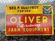 Vintage Oliver Porcelain Sign Farm Equipment Tractor Dealer Gas Oil Corn Cow 25