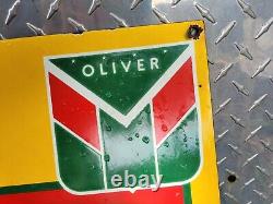 Vintage Oliver Porcelain Sign Farm Equipment Tractor Dealer Gas Oil Corn Cow 25