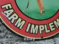 Vintage Oliver Porcelain Sign Farm Implements Tractor Service Oil Gas Station