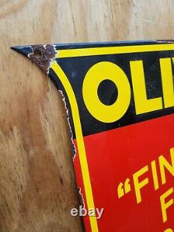 Vintage Oliver Porcelain Sign Farm Machinery Tractor Barn Corn Seed Shield Gas