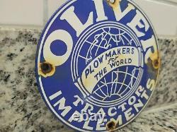 Vintage Oliver Tractor Porcelain Sign Farm Implements Oil Gas Station Service