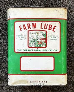 Vintage Original 2 Gallon Oil Can Farm Lube Great Tractor Graphics