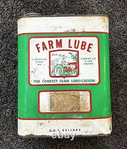 Vintage Original 2 Gallon Oil Can Farm Lube Great Tractor Graphics