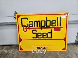 Vintage Original Campbell Seed Corn Sign Farm Feed Tractor John Deere Case IH