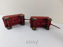 Vintage REUHL Massey Harris Metal Tractor, 2 Trailers, IH Plow Attachment VGC