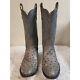 Vintage Rios Of Mercedes Gray Ostrich Full Quill Pull On Cowboy Men Boots Size 8