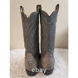 Vintage Rios Of Mercedes Gray Ostrich Full Quill Pull On Cowboy Men Boots Size 8