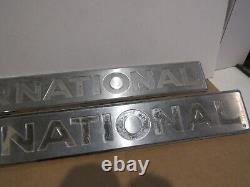 Vintage Set International Tractor Emblem Farm Pair Name Metal Badge Trim