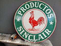 Vintage Sinclair Porcelain Sign Farm Products 30 Big Tractor Gas Service Oil