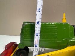 Vintage Slik Toys Aluminum Green Farm Tractor with Loader Lansing Iowa USA 10