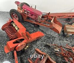 Vintage TRU Scale Farm Red Die Cast Tractor Trailer LOT