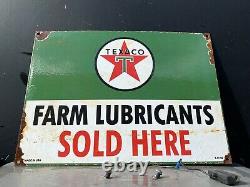 Vintage Texaco Porcelain Sign Farm Lubricants Dated 1956 Tractor Gas Oil Texas