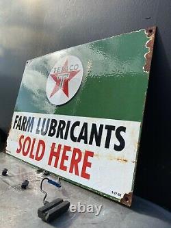 Vintage Texaco Porcelain Sign Farm Lubricants Dated 1956 Tractor Gas Oil Texas