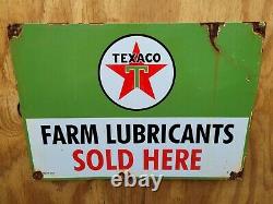 Vintage Texaco Porcelain Sign Farm Lubricants Gas Signage Motor Oil Tractor 1956