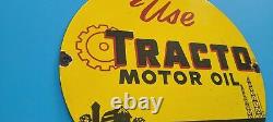 Vintage Tracto Motor Porcelain Gas Farm Implements Service Sale Tractor 12 Sign