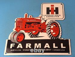 Vintage Tractor Farming Sign Porcelain McCormick Farmall Gas Auto Pump Sign