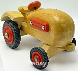 Vintage Wood Lacquered Farm Toy Tractor Veith Germany Hard Rubber Tires