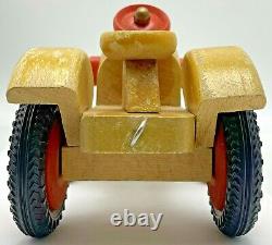 Vintage Wood Lacquered Farm Toy Tractor Veith Germany Hard Rubber Tires
